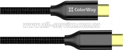 ���� ������ USB-C to USB-C 1.0m USB3.2 (20Gbps 4K PD100W) Gen2 5� black ColorWay (CW-CBPDCC062-BK)
