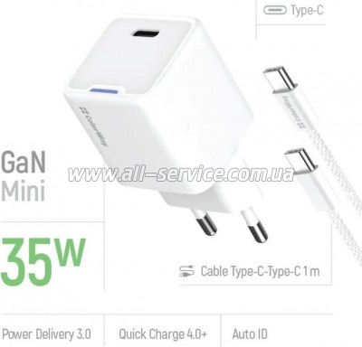 �������� ������� ColorWay GaN Mini 35W PD (CW-CHS056PDC-WT)