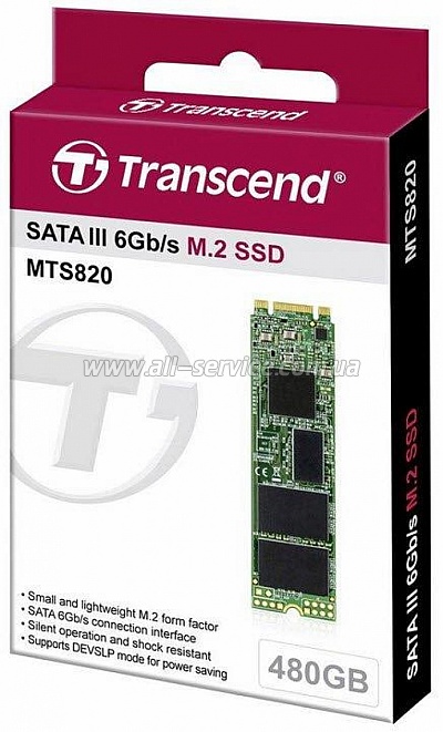SSD  480GB Transcend MTS820S M.2 2280 SATA 3D TLC (TS480GMTS820S)