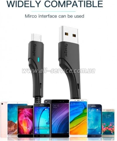 ���� ������ USB 2.0 AM to Micro 5P 1.0m 3A black Essager (EXCM-LS01)