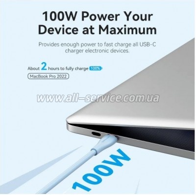 ���� ������ USB-C to 2xUSB-C 1.5m 5.0A Silicone Type Blue Vention (CTMSG)