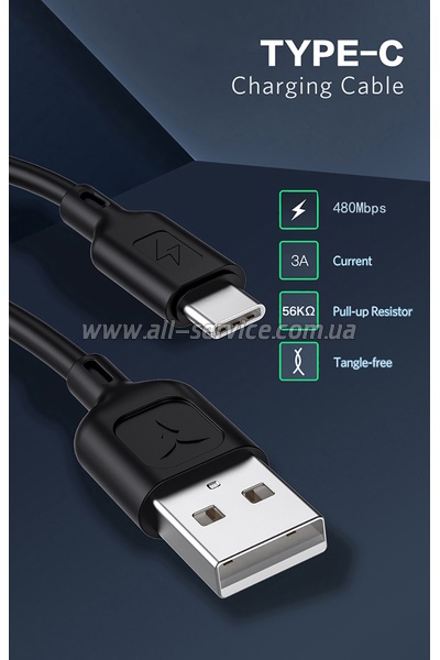 T-PHOX Fast T-C829 Type-C - 3A - 1.2m Black