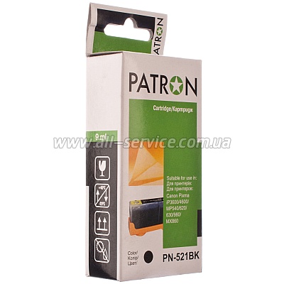 КАРТРИДЖ CANON CLI-521Bk (PN-521BK) BLACK PATRON КАРТРИДЖ CANON CLI-521Bk (PN-521BK) BLACK PATRON