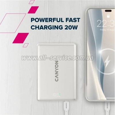 ������� ������������� Canyon 5000mAh OnPower 500 PD 20W Magnetic MagSafe Grey (CNS-CPB500G)