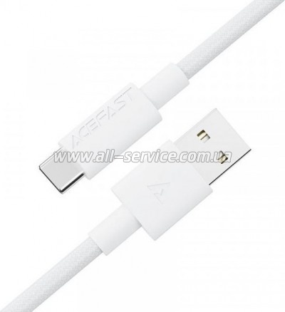 ���� ������ USB 2.0 AM to USB-C 1.2m 3A white Acefast (6974316284260)