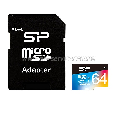   64GB SILICON POWER microSDXC UHS-I Superior COLOR +  (SP064GBSTXDU1V20SP)