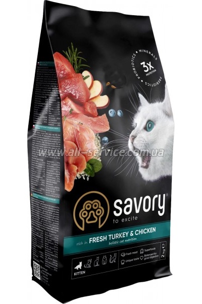 Сухой корм для кошек Savory Kitten Chicken with Fresh Turkey 2 кг (4820232630143) Сухой корм для кошек Savory Kitten Chicken with Fresh Turkey 2 кг (4820232630143)