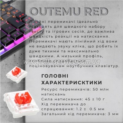  GamePro MK141R Red Swich Low Profile RGB USB Dark Gray (MK141R)