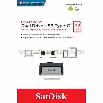  SanDisk 128GB USB 3.0 Ultra Dual Drive m3.0 OTG (SDDD3-128G-G46)