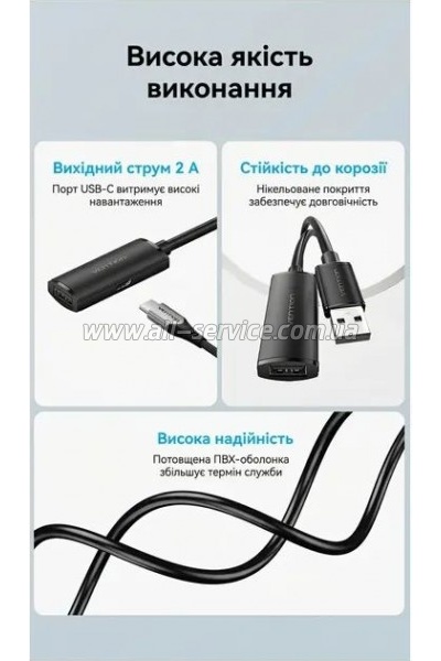 ���� ������ USB 2.0 AM/AF 20.0m Active black Vention (CBKBQ)