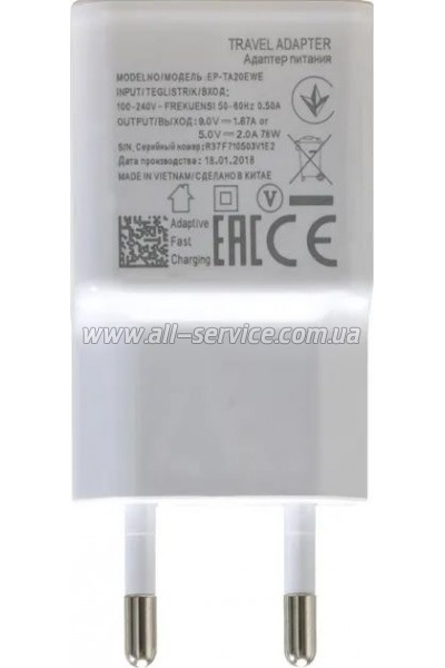 �������� ������� Patron USB 2A white (PN-1USB-220V-W)