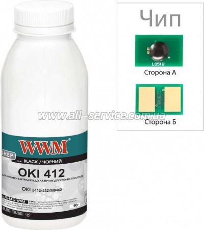 Тонер + чип WWM OKI B412/ B432/ MB462 бутль 90г (TC-B412-90-WWM) Тонер + чип WWM OKI B412/ B432/ MB462 бутль 90г (TC-B412-90-WWM)