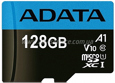   128GB ADATA microSDXC C10 UHS-I A1 + SD  (AUSDX128GUICL10A1-RA1)
