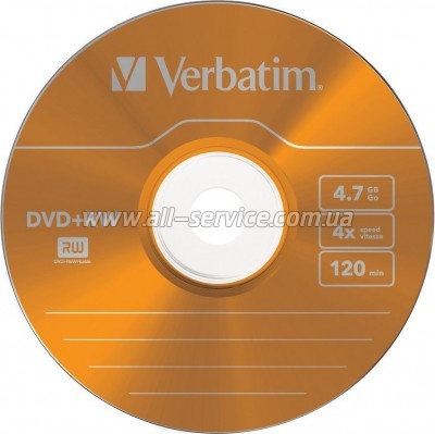 ���� Verbatim DVD+RW 4.7Gb 4x SlimCase 5�� Color (43297)