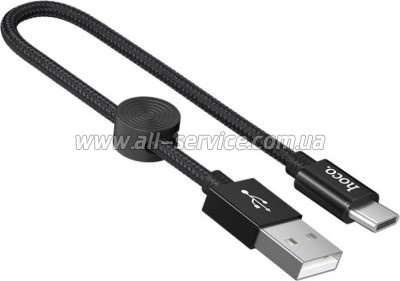 ���� ������ USB 2.0 AM to USB-C 0.25m 3A nylon X35 black HOCO (6931474707451)