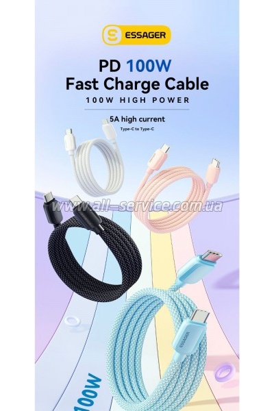 ���� ������ USB-C to USB-C 1.0m 100W white Essager (EXCTT1-WL02-P)