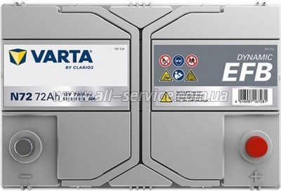 ����������� ������������� Varta 72�� Blue Dynamic EFB ����  N72 (572501076)