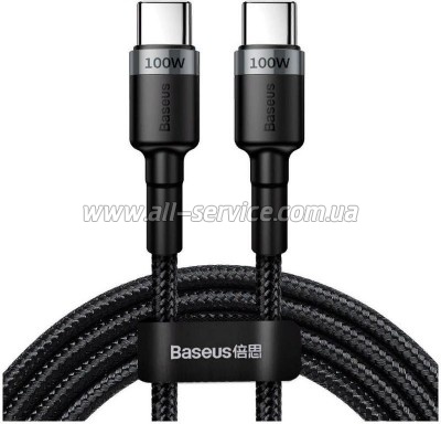���� ������ USB-C to USB-C 2.0m 100W 5A black-grey Baseus (CATKLF-ALG1)