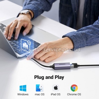 ������� USB-C to RJ45 Ethernet 1000Mbps CM199 Ugreen (50737)