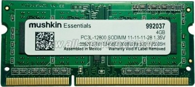 Модуль памяти для ноутбука SoDIMM DDR3L 4GB 1600 MHz Essentials Mushkin (992037) Модуль памяти для ноутбука SoDIMM DDR3L 4GB 1600 MHz Essentials Mushkin (992037)