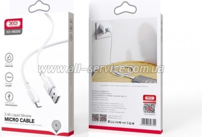 ���� ������ USB 2.0 AM to Micro 5P 1.0m 2.1A silicone white XO (NB208-M-WH)