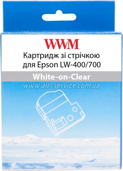 �������� WWM ��� Epson LW-400/ 700 12mm � 8m White-on-Clear (WWM-ST12S)