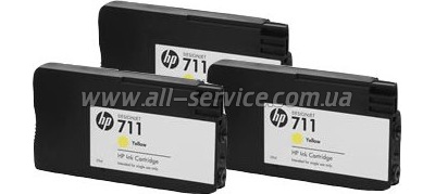  HP 711 DesignJet 120/ 520 Yellow 3-Pack (CZ136A)