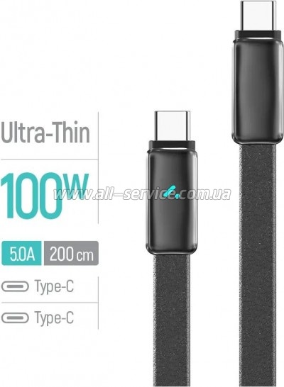 ���� ������ USB-C to USB-C 1.0m 5A 100W ultra-thin black ColorWay (CW-CBPDCC100-BK)