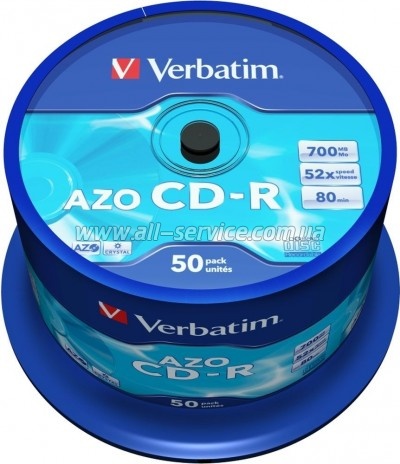 ���� Verbatim CD-R 700Mb 52x Cake box 50 Crystal AZO (43343)