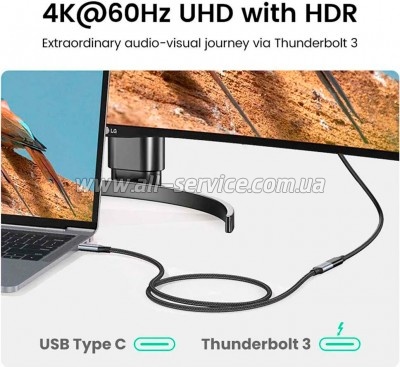 ���� ������ Ugreen USB-C M/F 1.0m 5A 10Gbps USB 3.1 black (30205)