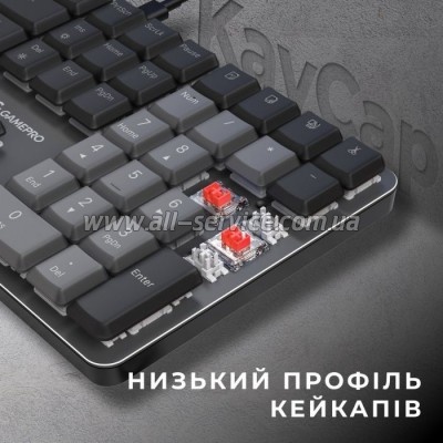  GamePro MK145R Red Swich Low Profile USB Dark Gray (MK145R)