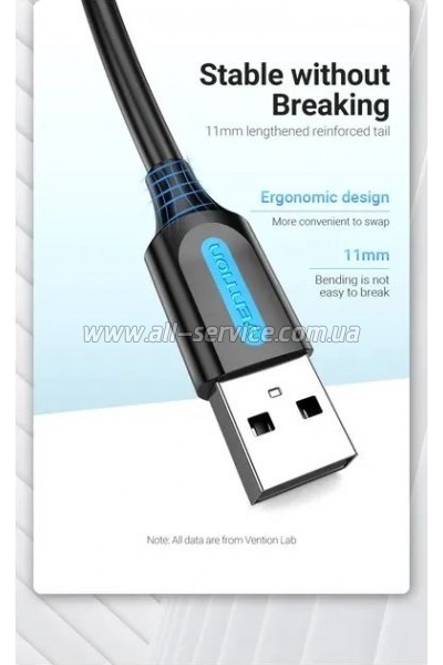 ���� ������ USB 2.0 AM to Mini 5P 1.0m black Vention (COMBF)