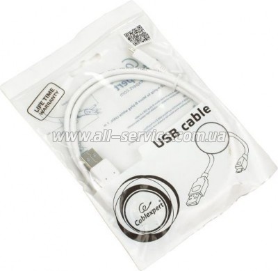 ���� ������ USB 2.0 AM to Micro 5P 1.0m Cablexpert (CCP-mUSB2-AMBM-W-1M)