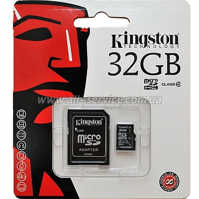   32GB KINGSTON microSD Class 4 + SD  (SDC4/32GB)