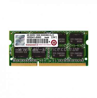 Память 4GB для ноутбука Transcend DDR3, 1333Mhz, SODIMM (TS512MSK64V3H) Память 4GB для ноутбука Transcend DDR3, 1333Mhz, SODIMM (TS512MSK64V3H)