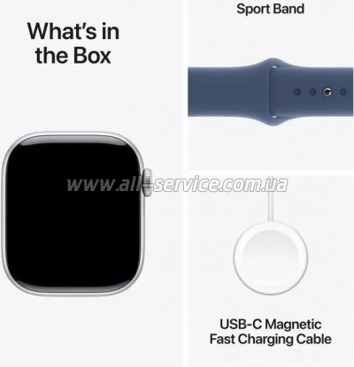 - Apple Watch Series 10 GPS 42mm Silver Aluminium Case with Denim Sport Band - M/L (MWWC3QH/A)