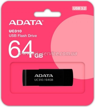USB   ADATA 64GB UC310 Black USB 3.0 (UC310-64G-RBK)