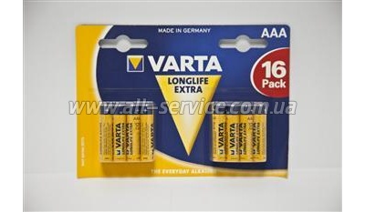 Батарейка VARTA LONGLIFE Extra AAA BLI 16 ALKALINE (4103214416) Батарейка VARTA LONGLIFE Extra AAA BLI 16 ALKALINE (4103214416)