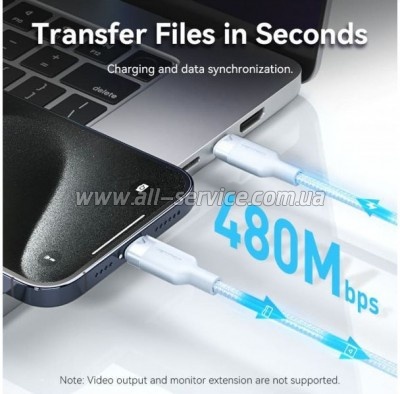 ���� ������ USB-C to USB-C 1.0m 60W aluminum alloy white Vention (TRDWF)