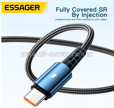 ���� ������ USB 2.0 AM to USB-C 2.0m 120W black Essager (EXC120-CGA01-P)