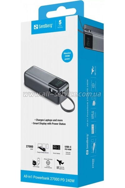 ������� ������������� Sandberg 27000mAh PD 140W (421-31)