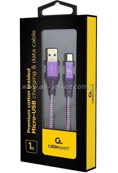 ���� ������ USB 2.0 AM to Micro 5P 1.0m Cablexpert (CC-USB2B-AMmBM-1M-PW)