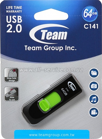  64GB TEAM GROUP USB 2.0 C141 Green (TC14164GG01)