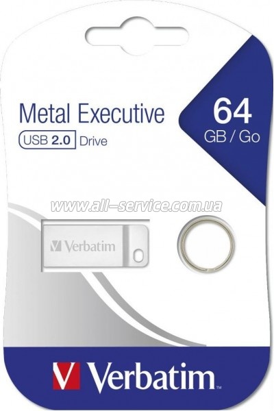  Verbatim 64GB Metal Executive Silver USB 2.0 (98750)
