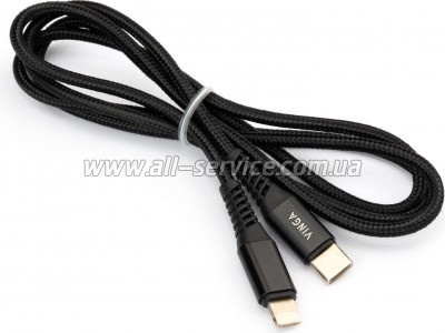 ���� ������ USB Type-C to Lightning 1.0m 3A 22W nylon braided black Vinga (VCPTCL3ANBK)