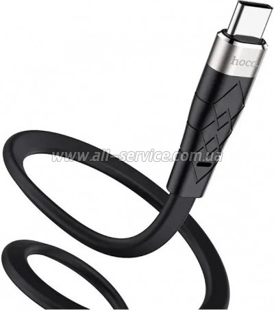 ���� ������ USB 2.0 AM to USB-C 1.0m 3A silicone X53 black HOCO (6931474738097)