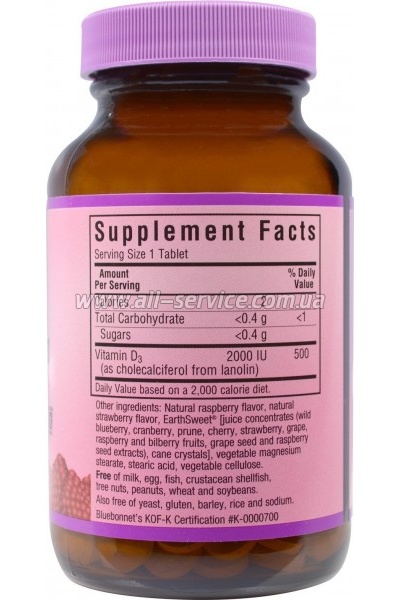  Bluebonnet Nutrition  D3 2000IU,  , Earth Sweet Chewables, 90  (BLB-00364)