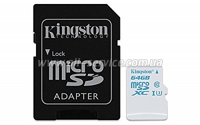 Карта памяти 64GB Kingston microSDXC C10 UHS-I U3 + SD адаптер Action (SDCAC/64GB) Карта памяти 64GB Kingston microSDXC C10 UHS-I U3 + SD адаптер Action (SDCAC/64GB)