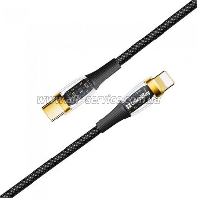 ���� ������ USB-C to Lightning 1.2m 3A 27W black ColorWay (CW-CBPDCL057-BK)
