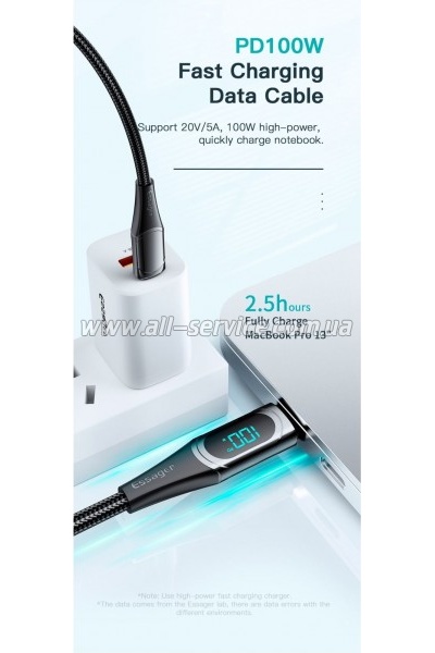 ���� ������ USB-C to USB-C 2.0m 100W Digital Display blue Essager (ES-XCTT1-YDA03)